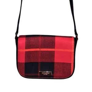 Kate Spade Carson Newberry Lane Plaid Crossbody Bag Red and Black